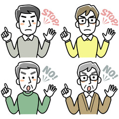 制止する男性の上半身セット
