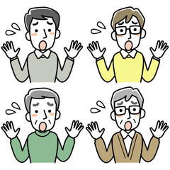 困惑している男性の上半身セット