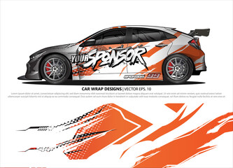 Car wrap decal design vector. abstract Graphic background kit designs for vehicle, race car, rally, livery, sport car
