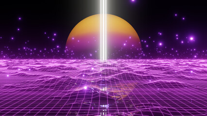 3D illustration Background for advertising and wallpaper in 80s retro and sci fi pop art scene. 3D rendering in decorative concept.