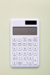 Calculator Light Green Background Business Finance Top View