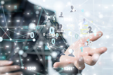 Global network. Blockchain. 3D illustration. Neural networks and artificial intelligence. Abstract  3d