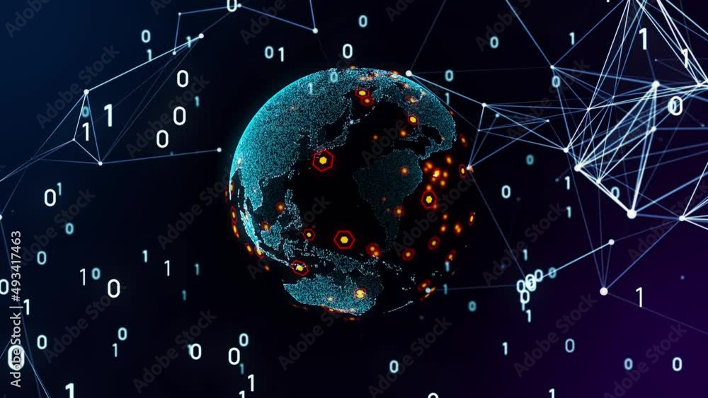 Poster Global communication network concept. Digital transformation. DX.