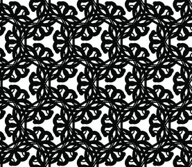 Decorative vector seamless pattern with ornamental shapes, arabesque background design.