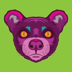 Fossa face vector illustration in decorative style, perfect for tshirt style and mascot logo 