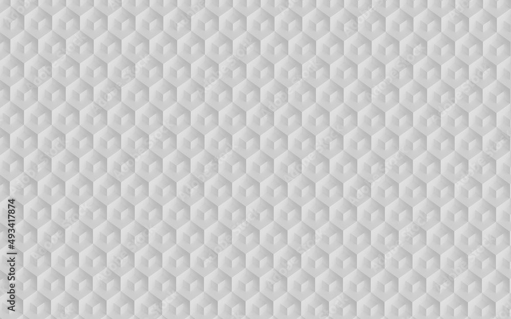 Poster abstract design with reteating pattern of overlaying white cubes. 3d illustration (rendering). isome