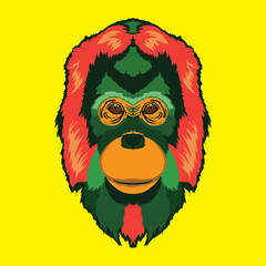Cute and colorful Monkey face vector illustration in decorative style, perfect for tshirt style and mascot logo