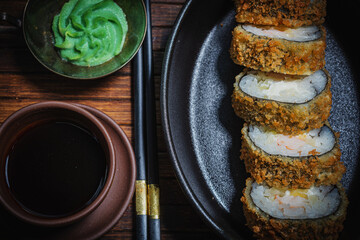 Sushi- delicious menu Fastfood- restaurant concept