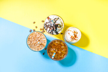  Set of iced coffee drinks