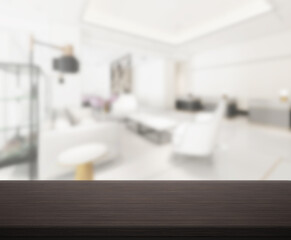 Table Top And Blur Living Room Of  Background