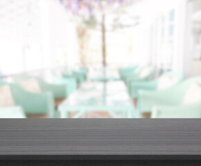 Table Top And Blur Restaurant Of Background