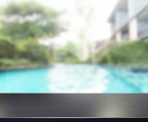 Table Top And Blur Swimming Pool Of Background