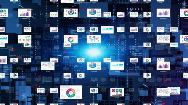 Digital documents and communication network concept.