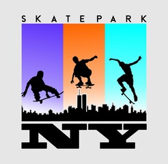 Skateboarding, Brooklyn, freestyle action, typography graphic design, for t-shirt prints, vector illustration