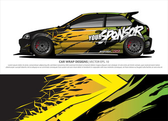 Fototapeta premium car wrap design. simple lines with abstract background vector concept for vehicle vinyl wrap and automotive decal livery