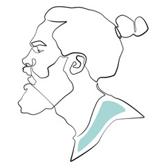One Line Zeichnung eines Mannes im Profil