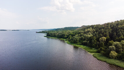 Sunny day on a calm river in summer