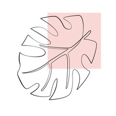 One Line Zeichnung einer Blume auf pink