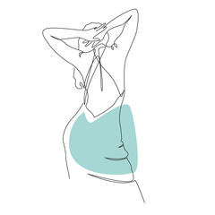 One Line Zeichnung einer Frau von hinten.