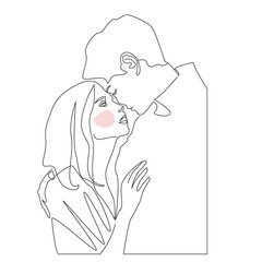 One Line Zeichnung Paar, Umarmung