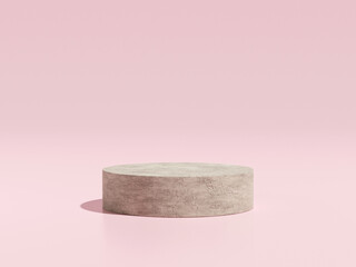 3d rendering of round stone podium for product presentation.