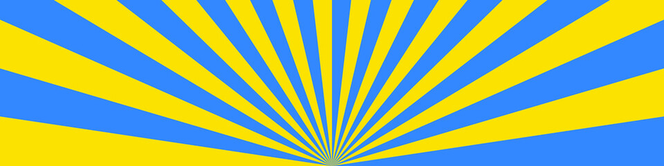 Retro sun rays yellow and blue background. Abstract background in colors of Ukraine. Vector EPS 10