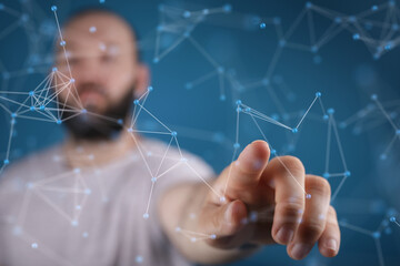 Abstract network of physical devices on the Internet using a network connection with statistics...