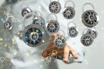 abstract lines with dots over dark background.