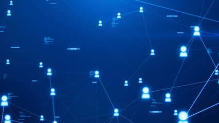 Obraz premium Network of connections with people icons over globe.Global network connections and social networking concept