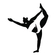 Fototapeta premium Yoga Silhouette, oversize woman doing yoga. Inspare yoga pose. Vector illustration. 