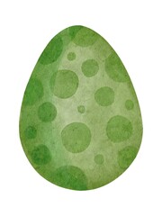 Hand Drawing Watercolor cute Easter Egg. Green color with dots. Use for poster, card, celebration, festival, textile , pattern, fabric, packaging