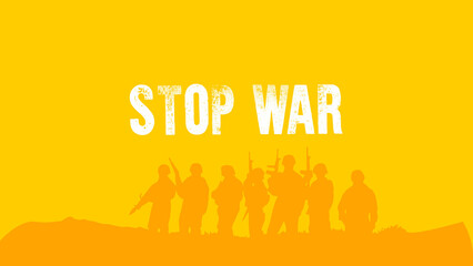 Stop War Ukraine-Russia conflict. Ukraine Russia war, stop Ukraine war design vector illustrations on blue and yellow color