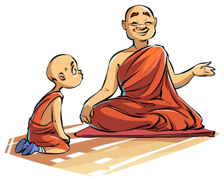 A Buddhist monk and his disciple are talking