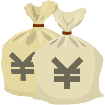 recommend clip art: 通貨が書かれた麻袋のイラスト（日本円）