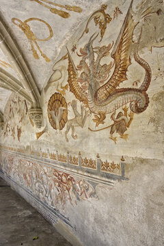 16th-century murals paintings, Painted Houses, Evora, Portugal