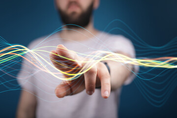 Concept of Network, internet communication. 3d illustration
