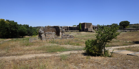 Fototapeta na wymiar Roman ruins of Sao Cucufate, Temple and Bishop’s villa, Vila de Frades, Vidigueira, Alentejo, Portugal