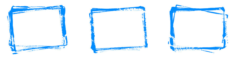 3 schmutzige blaue grunge Rahmen - Stempel oder Pinsel Umrandung