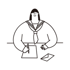 Vector illustration of a woman writing a letter.