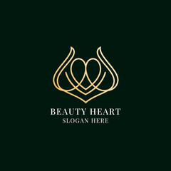 Love heart flower luxury logo design
