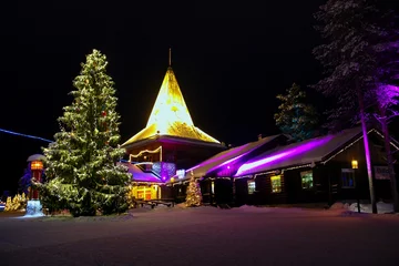 Foto op Canvas The famous Santa Clause Village, located on the arctic circle, at night © been.there.recently