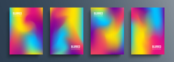 Set of blurred backgrounds with vibrant color gradient for your creative graphic design. Vector illustration.