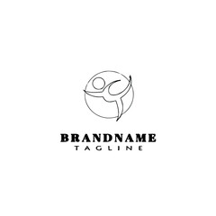 gymnastic logo cartoon icon design template black isolated vector illustration