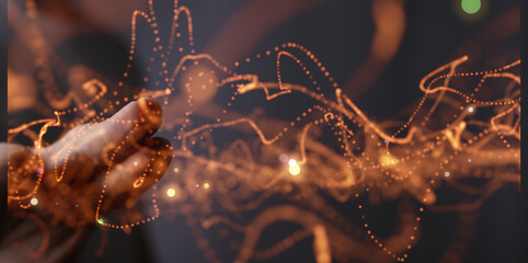 network holding in hand 3d connection data