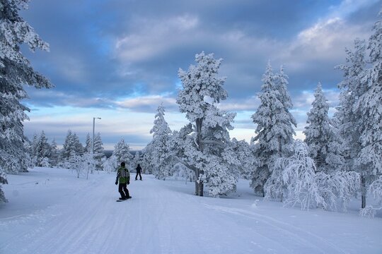 Skiing in the solitude of finish Lapland