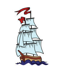 Sailing Ship Tattoo Composition