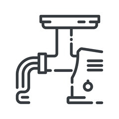 meat grinder vector line icon isolated on white transparent background