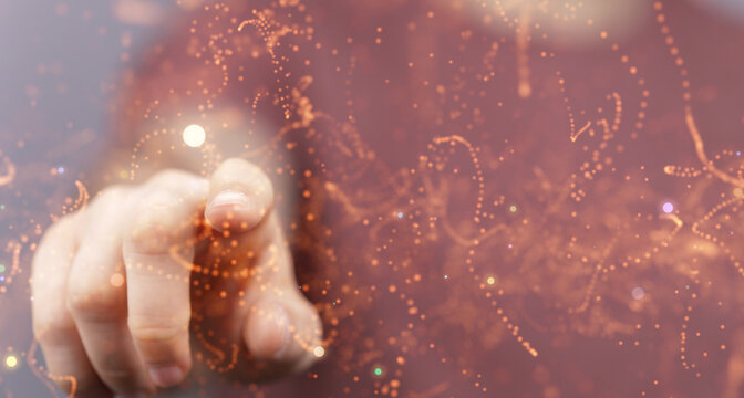 Concept of internet network. double exposure