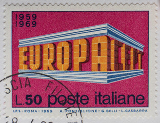 Colorful Vintage Used Postage Stamps from Italy