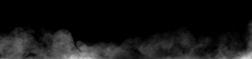 Panorama smoke steam isolated black background	